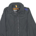 SUPERDRY Mens Black Jacket L Polyester Zip Plain Casual Outerwear