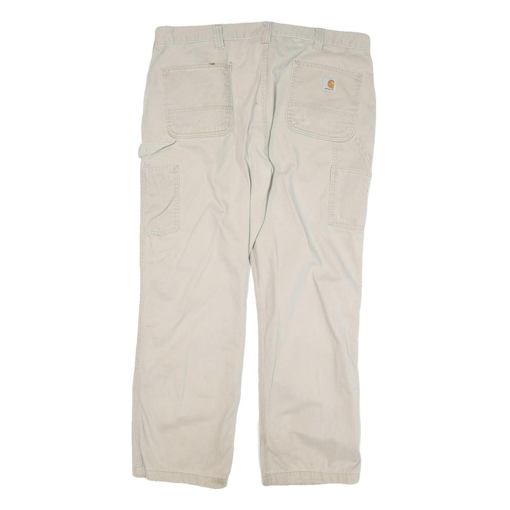 CARHARTT Mens Cotton Blend Beige Relaxed Straight Trousers W40 L30 Workwear