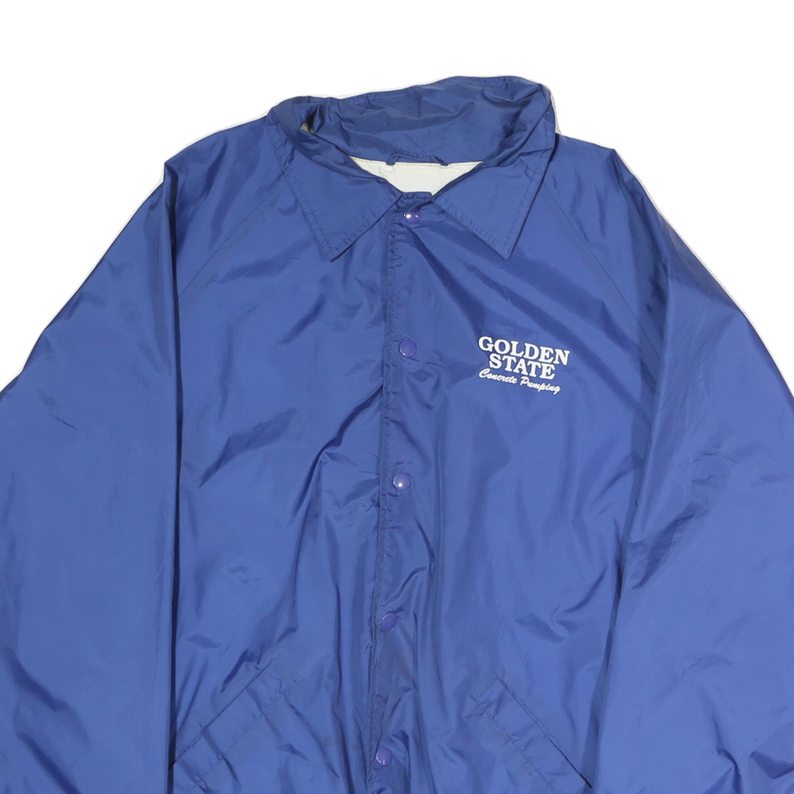 PORT & COMPANY Mens Blue Button Jacket XL Nylon Plain Lightweight Casual