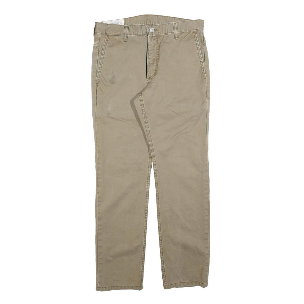 LEVI'S Mens Cotton Blend Beige Slim Straight Trousers W31 L30 Casual Classic Zip