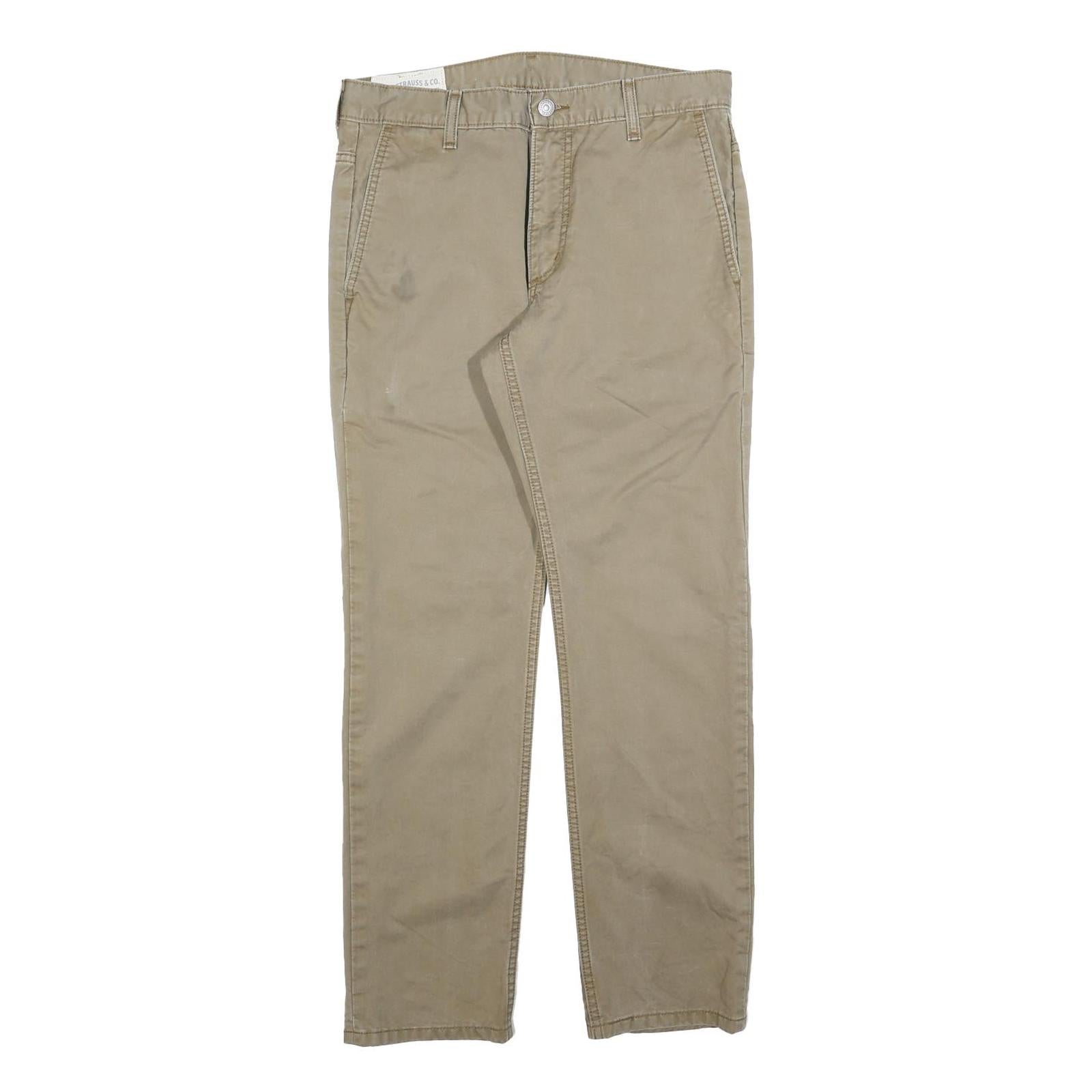 LEVI'S Mens Cotton Blend Beige Slim Straight Trousers W31 L30 Casual Classic Zip