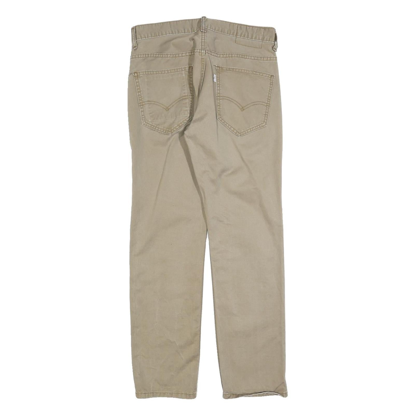 LEVI'S Mens Cotton Blend Beige Slim Straight Trousers W31 L30 Casual Classic Zip