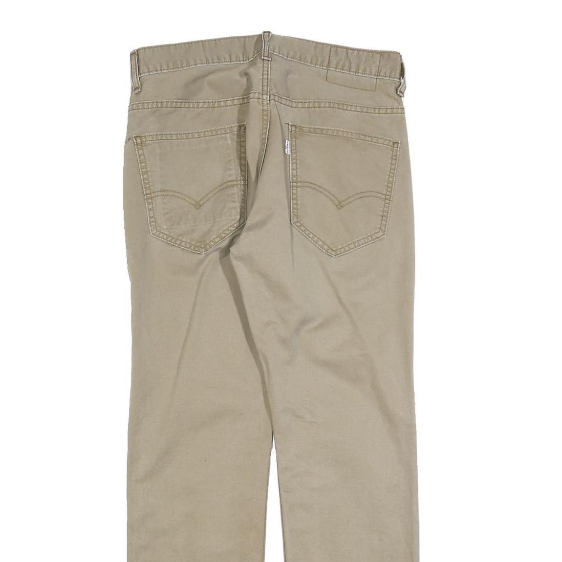 LEVI'S Mens Cotton Blend Beige Slim Straight Trousers W31 L30 Casual Classic Zip