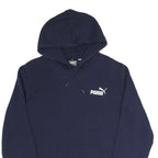 PUMA Mens Navy Blue Hoodie S Cotton Blend Pullover Sport Casual Sweatshirt