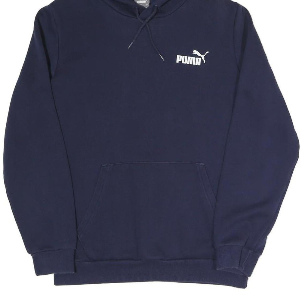 PUMA Mens Navy Blue Hoodie S Cotton Blend Pullover Sport Casual Sweatshirt