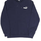PUMA Mens Navy Blue Hoodie S Cotton Blend Pullover Sport Casual Sweatshirt