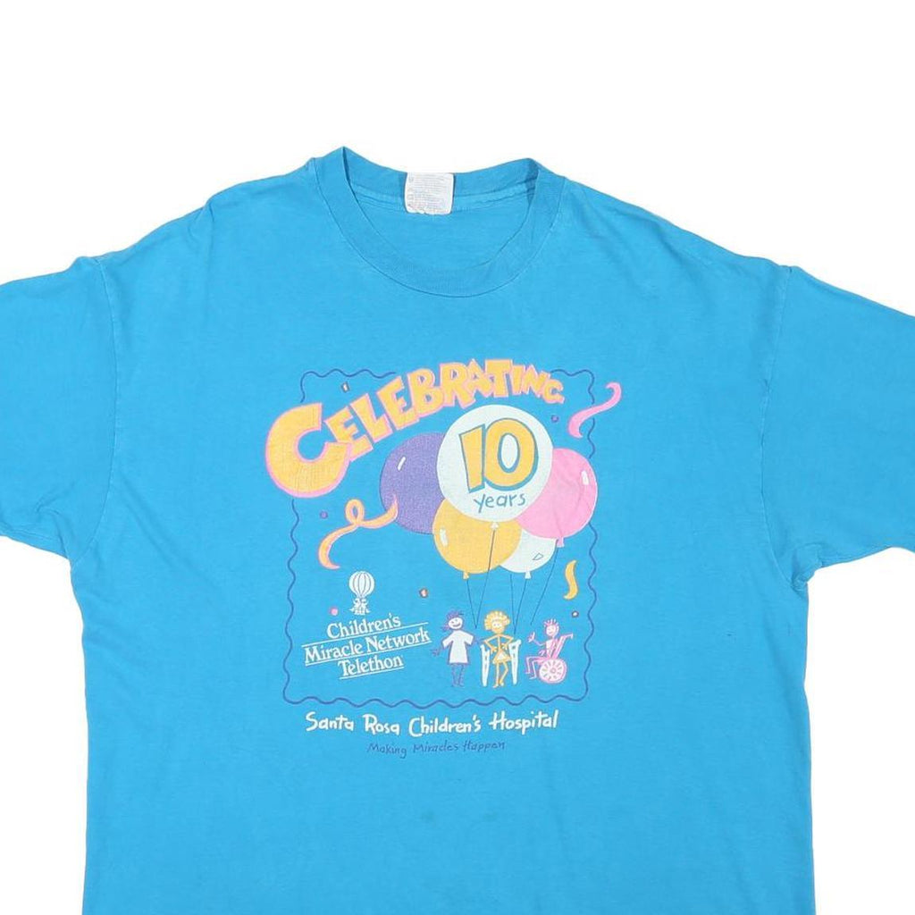 HANES Mens Blue Children's Miracle Network Telethon Graphic T-Shirt XL Crew Neck