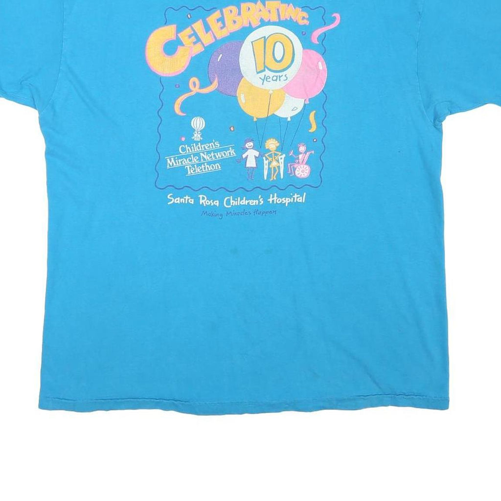 HANES Mens Blue Children's Miracle Network Telethon Graphic T-Shirt XL Crew Neck