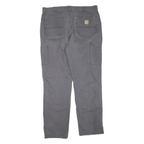 CARHARTT Mens Regular Grey Cotton Blend Workwear Trousers W38 L34 Zip Pocket