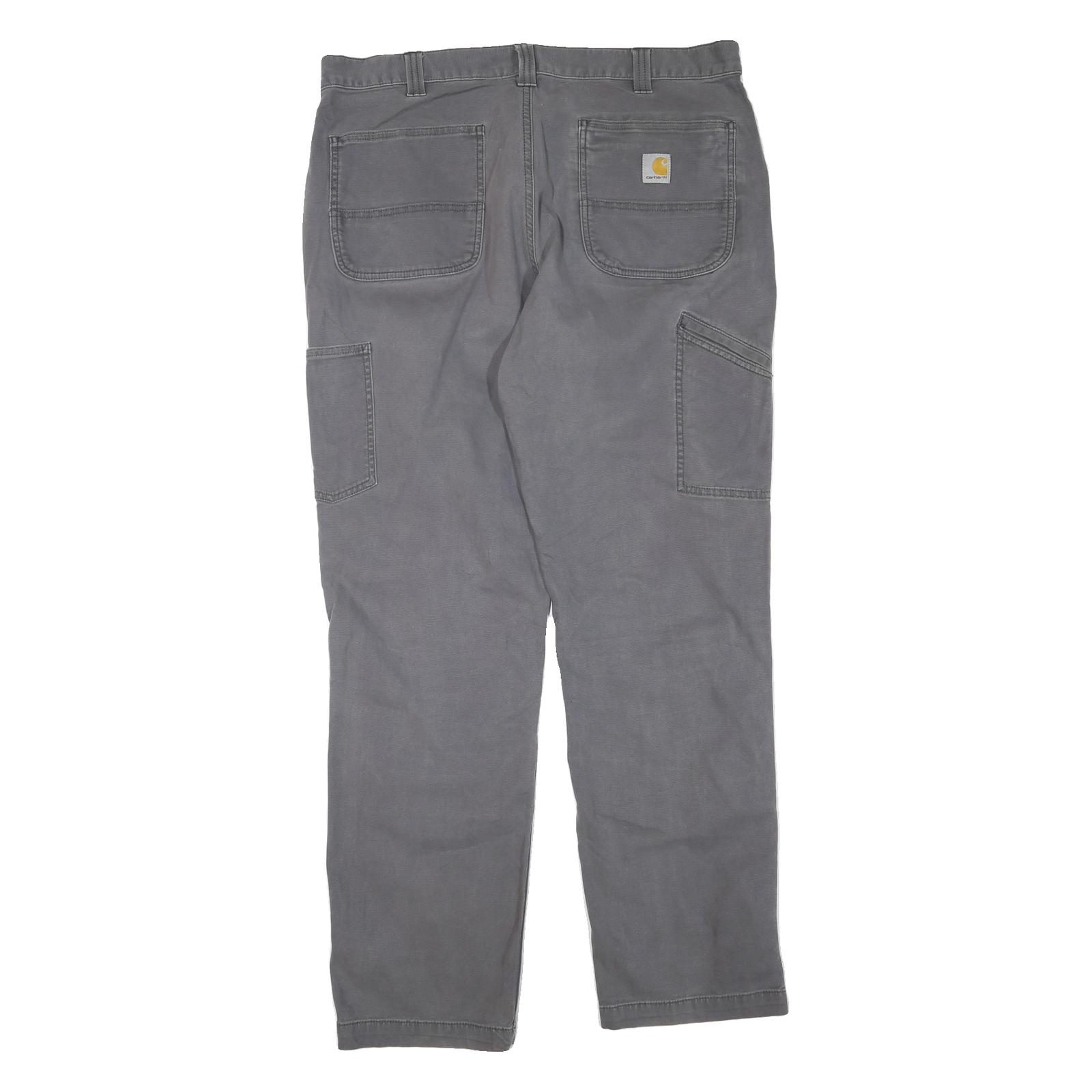 CARHARTT Mens Regular Grey Cotton Blend Workwear Trousers W38 L34 Zip Pocket