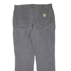 CARHARTT Mens Regular Grey Cotton Blend Workwear Trousers W38 L34 Zip Pocket