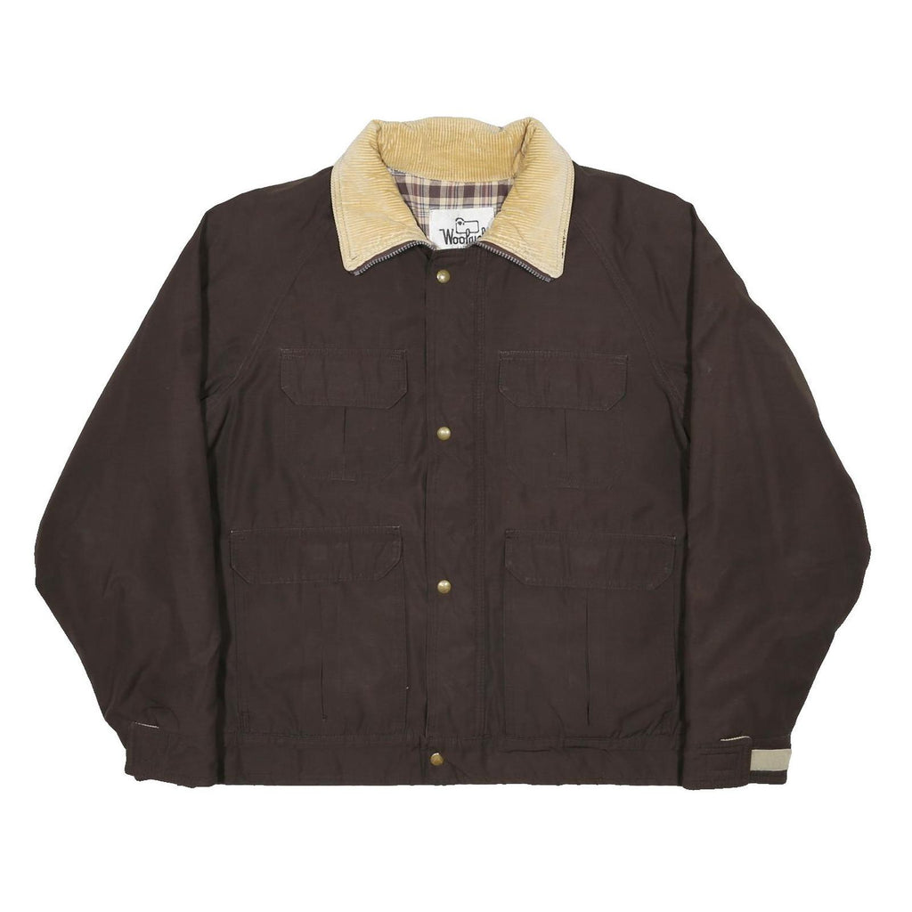 WOOLRICH Mens Brown & Beige Classic Jacket XL Polyester Blend Zip Pockets