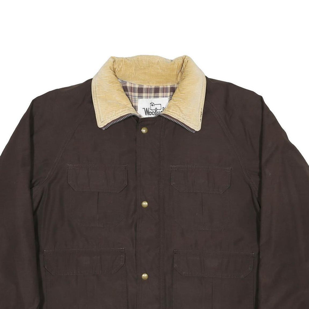 WOOLRICH Mens Brown & Beige Classic Jacket XL Polyester Blend Zip Pockets