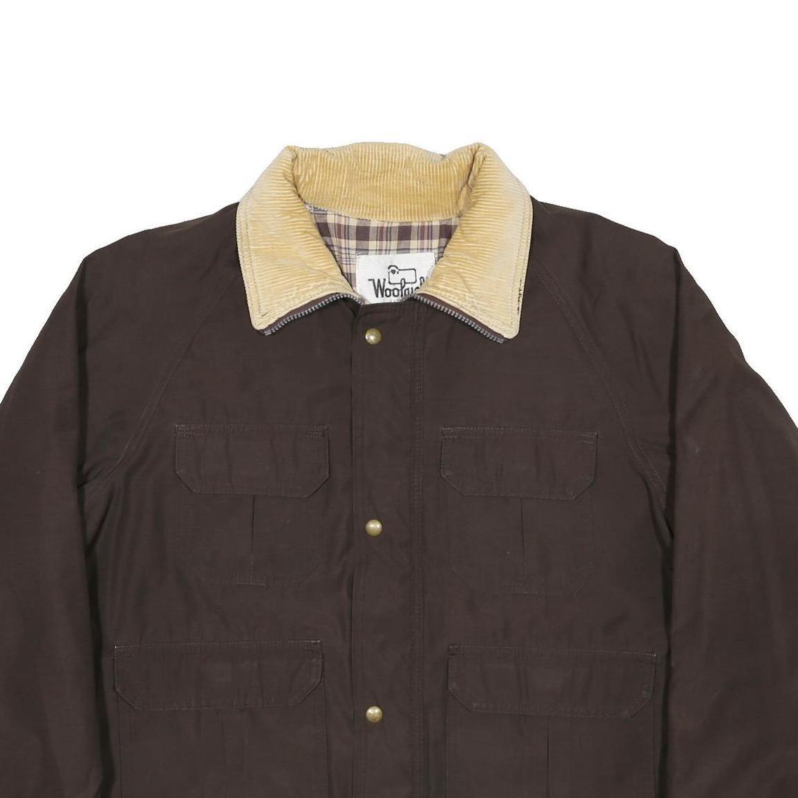 WOOLRICH Mens Brown & Beige Classic Jacket XL Polyester Blend Zip Pockets