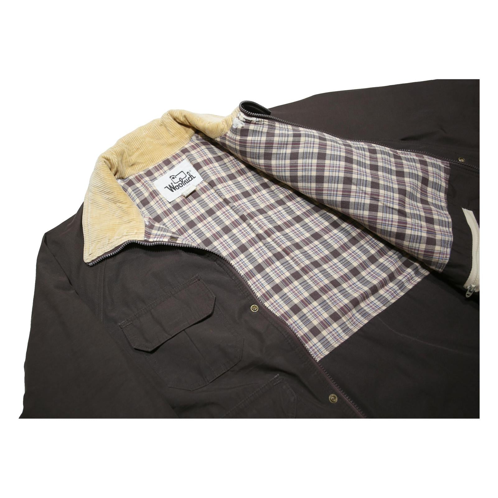 WOOLRICH Mens Brown & Beige Classic Jacket XL Polyester Blend Zip Pockets