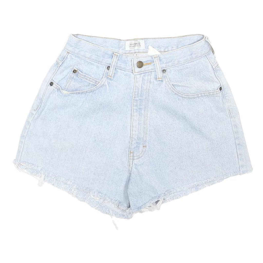 SOSTANZA Womens Shorts Blue Denim Casual S W26 Frayed Hem Classic Fit