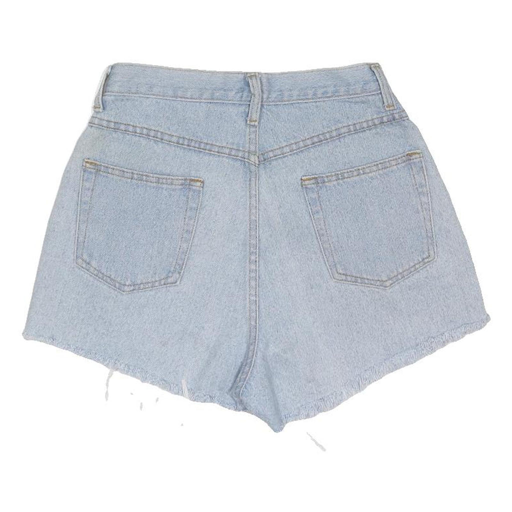 SOSTANZA Womens Shorts Blue Denim Casual S W26 Frayed Hem Classic Fit