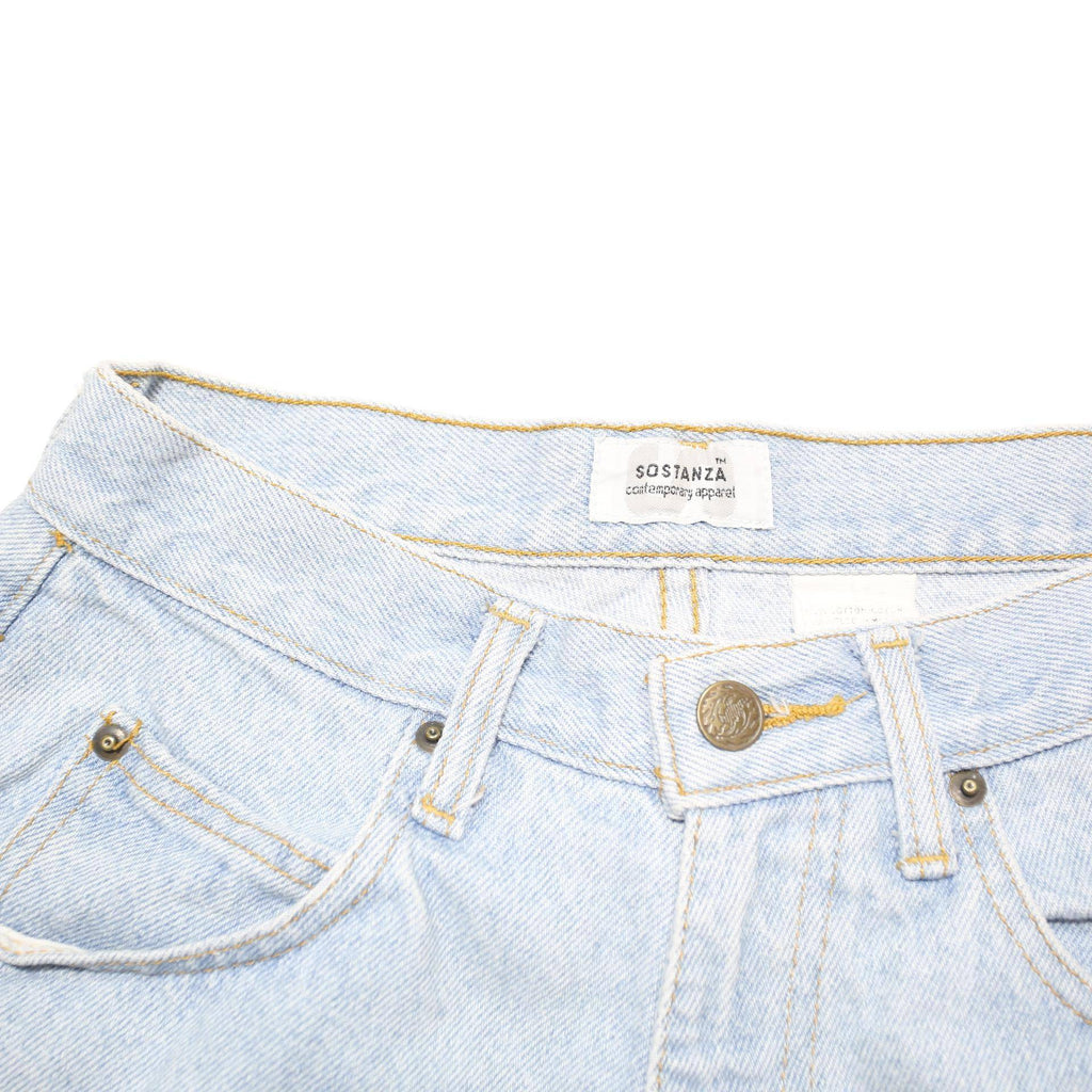 SOSTANZA Womens Shorts Blue Denim Casual S W26 Frayed Hem Classic Fit