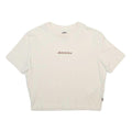 DICKIES Womens Cream Crop T-Shirt L Short Sleeve Crew Neck Logo Graphic