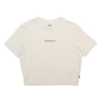 DICKIES Womens Cream Crop T-Shirt L Short Sleeve Crew Neck Logo Graphic