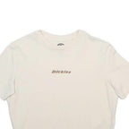 DICKIES Womens Cream Crop T-Shirt L Short Sleeve Crew Neck Logo Graphic