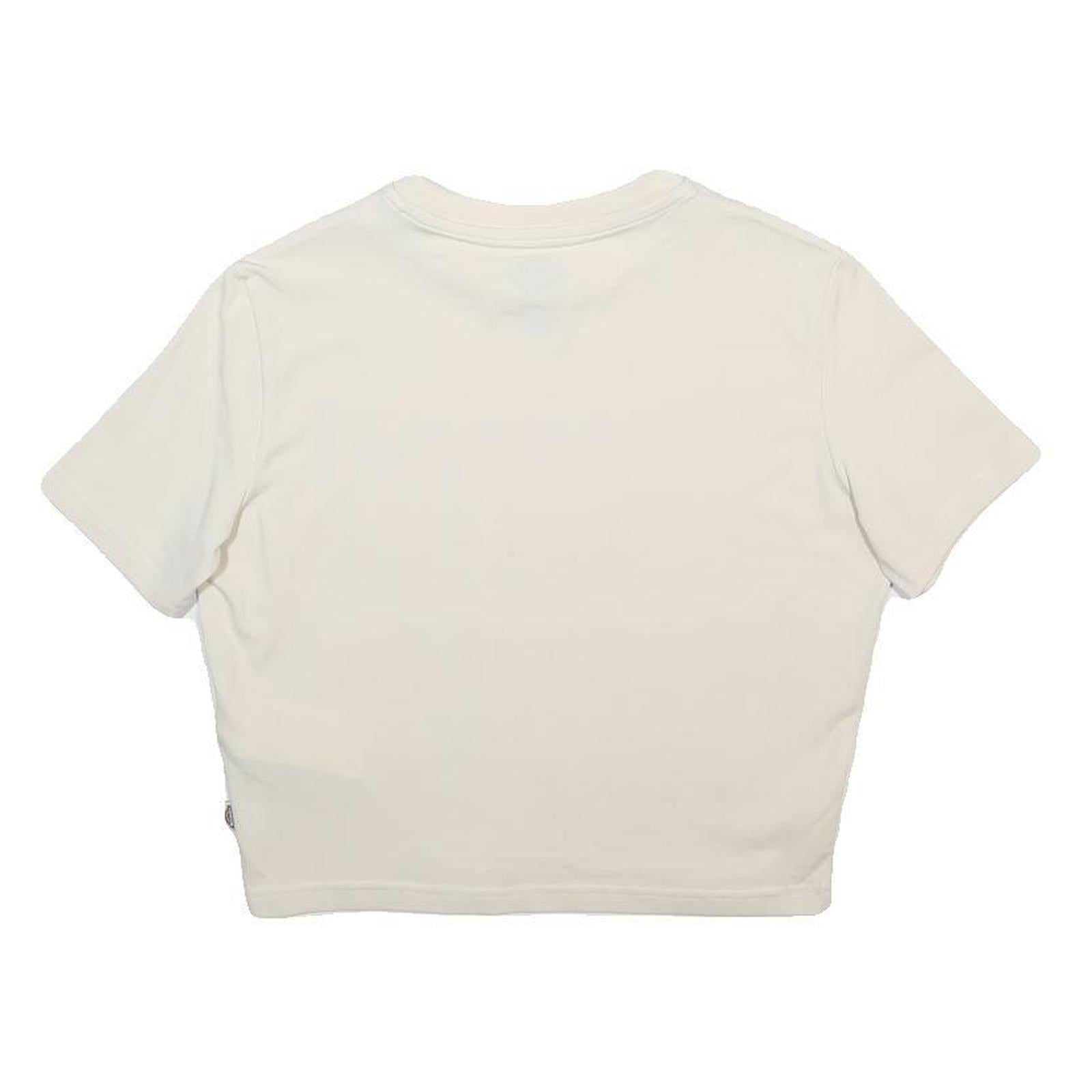 DICKIES Womens Cream Crop T-Shirt L Short Sleeve Crew Neck Logo Graphic
