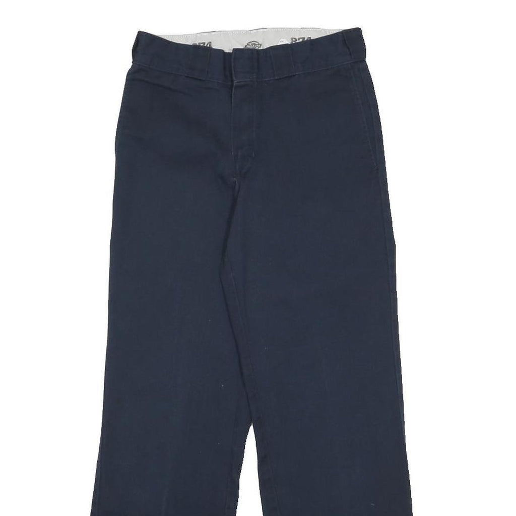 DICKIES Mens Cotton Blend Navy Blue Regular Straight Trousers W28 L30 Workwear