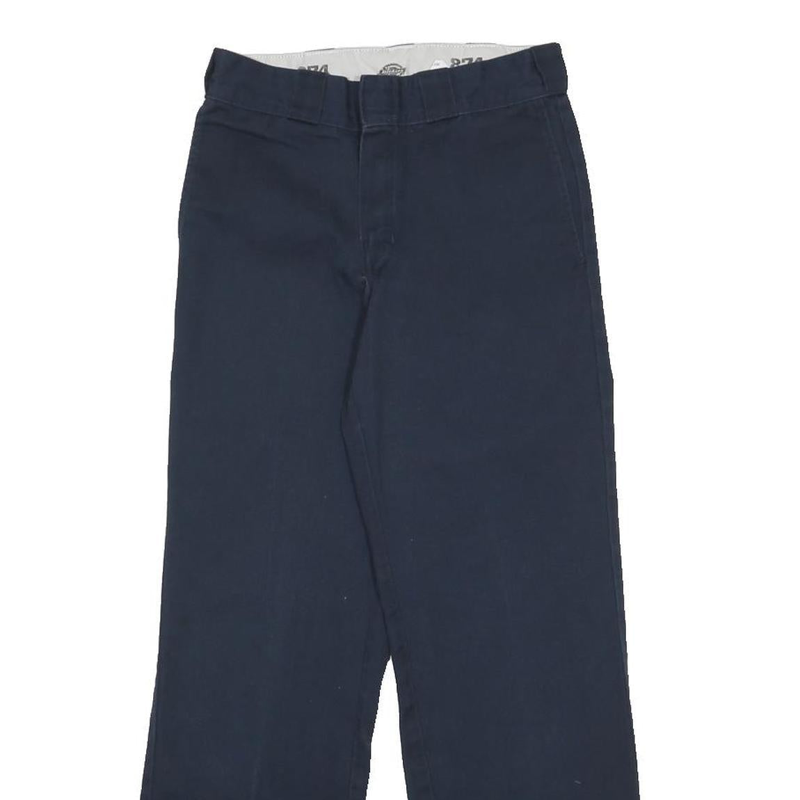 DICKIES Mens Cotton Blend Navy Blue Regular Straight Trousers W28 L30 Workwear