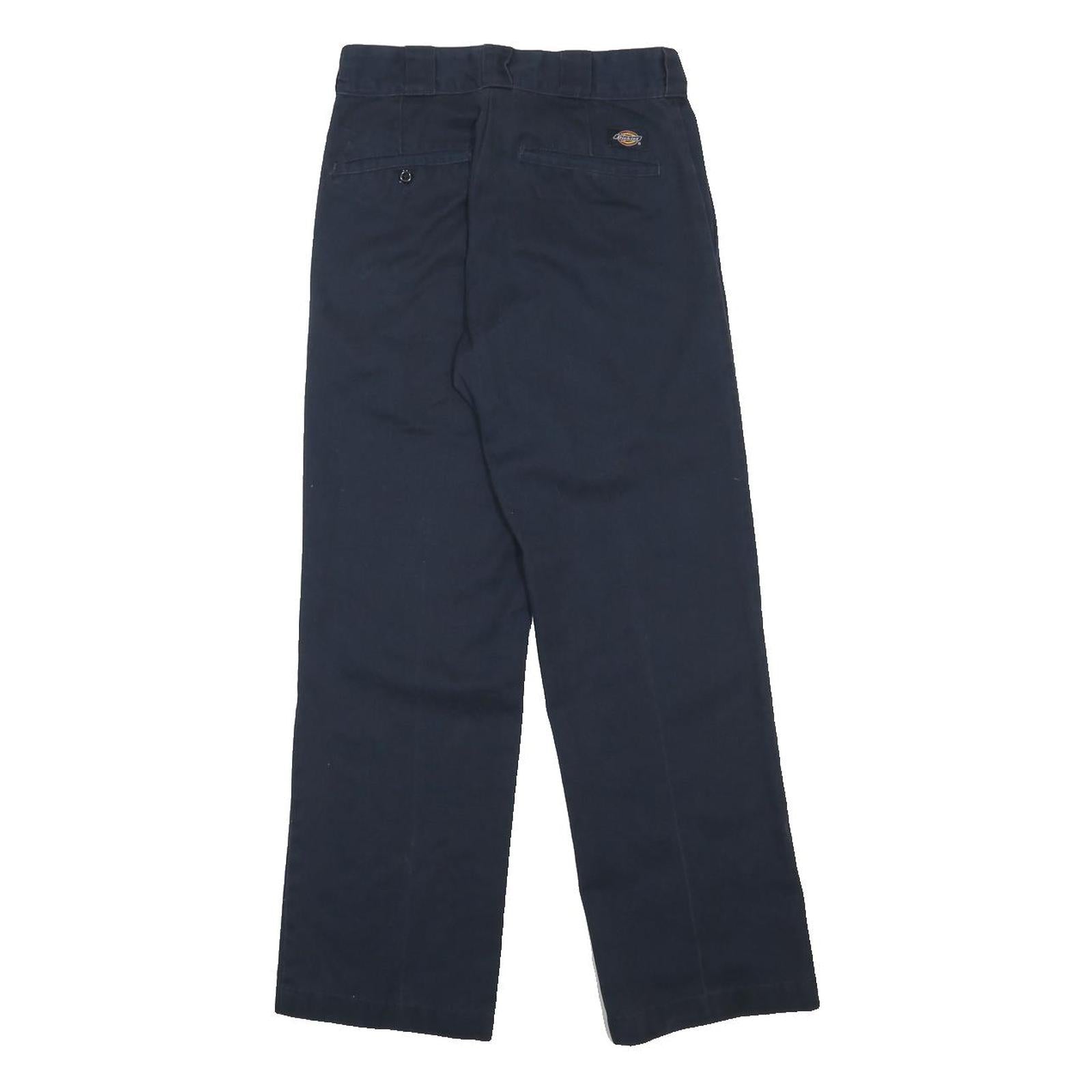 DICKIES Mens Cotton Blend Navy Blue Regular Straight Trousers W28 L30 Workwear