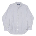 POLO RALPH LAUREN Mens Blue & White Striped Shirt L Classic Cotton Blend Long