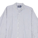 POLO RALPH LAUREN Mens Blue & White Striped Shirt L Classic Cotton Blend Long