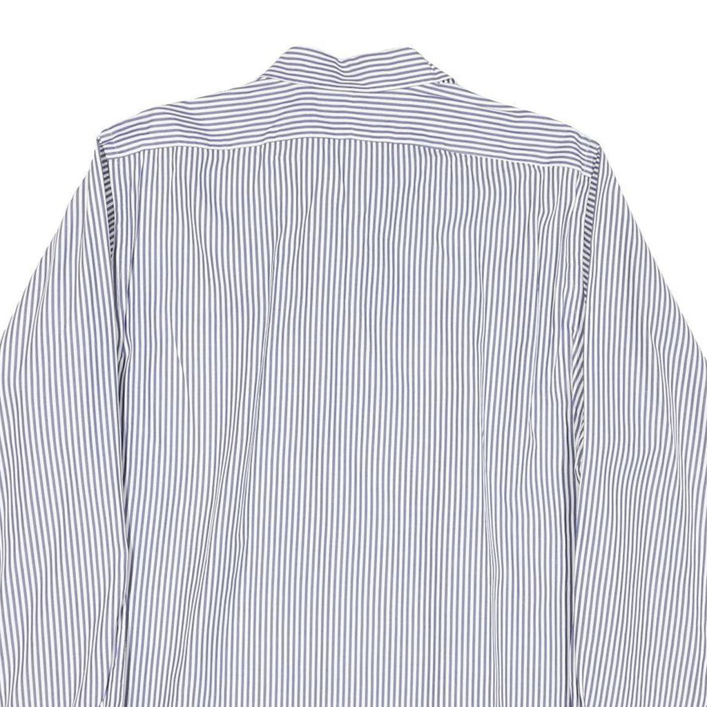 POLO RALPH LAUREN Mens Blue & White Striped Shirt L Classic Cotton Blend Long