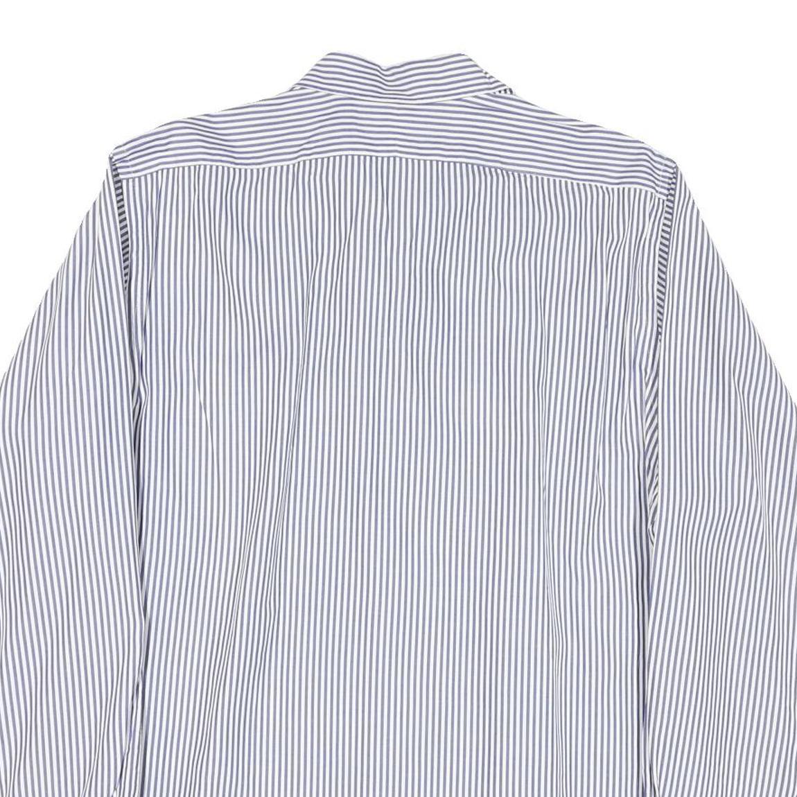 POLO RALPH LAUREN Mens Blue & White Striped Shirt L Classic Cotton Blend Long