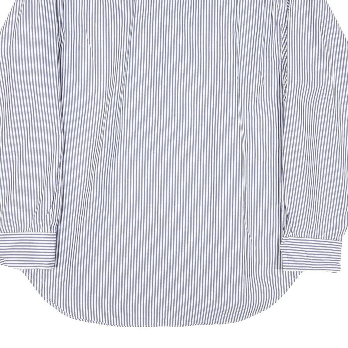POLO RALPH LAUREN Mens Blue & White Striped Shirt L Classic Cotton Blend Long