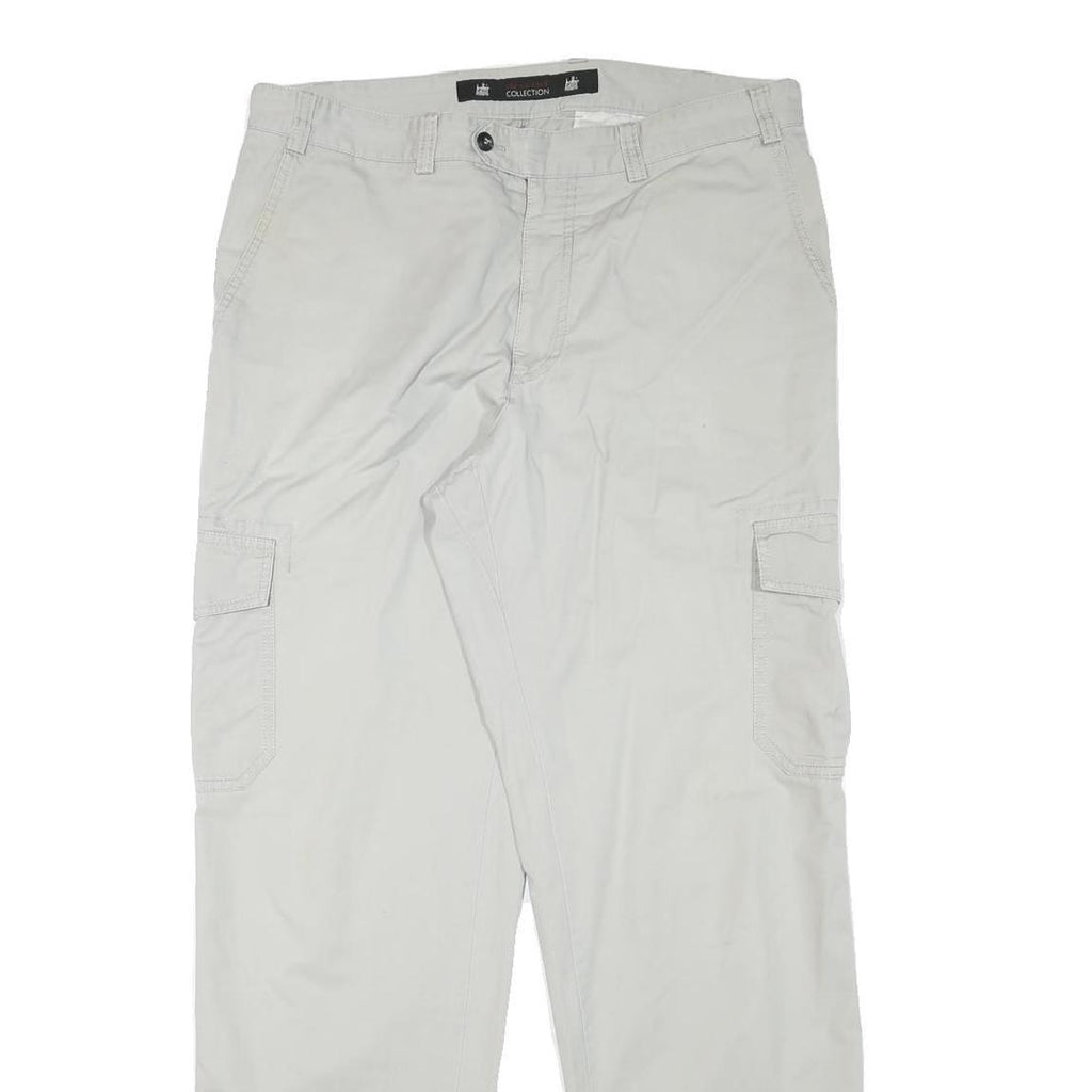 IN LINE COLLECTION Mens Relaxed Cargo Trousers Beige Cotton Blend W34 L31 Casual