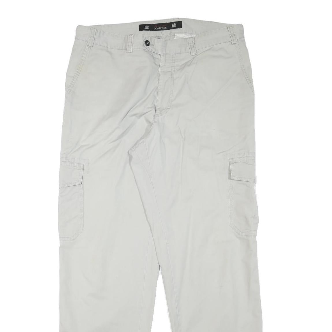 IN LINE COLLECTION Mens Relaxed Cargo Trousers Beige Cotton Blend W34 L31 Casual