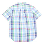 CHAPS Boys Blue Green Plaid Short Sleeve Shirt XL Button-Down Collar Lightweight