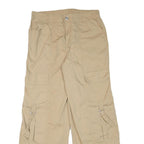 NO BOUNDARIES Mens Cotton Blend Beige Relaxed Cargo Trousers W32 L30 Utility Zip