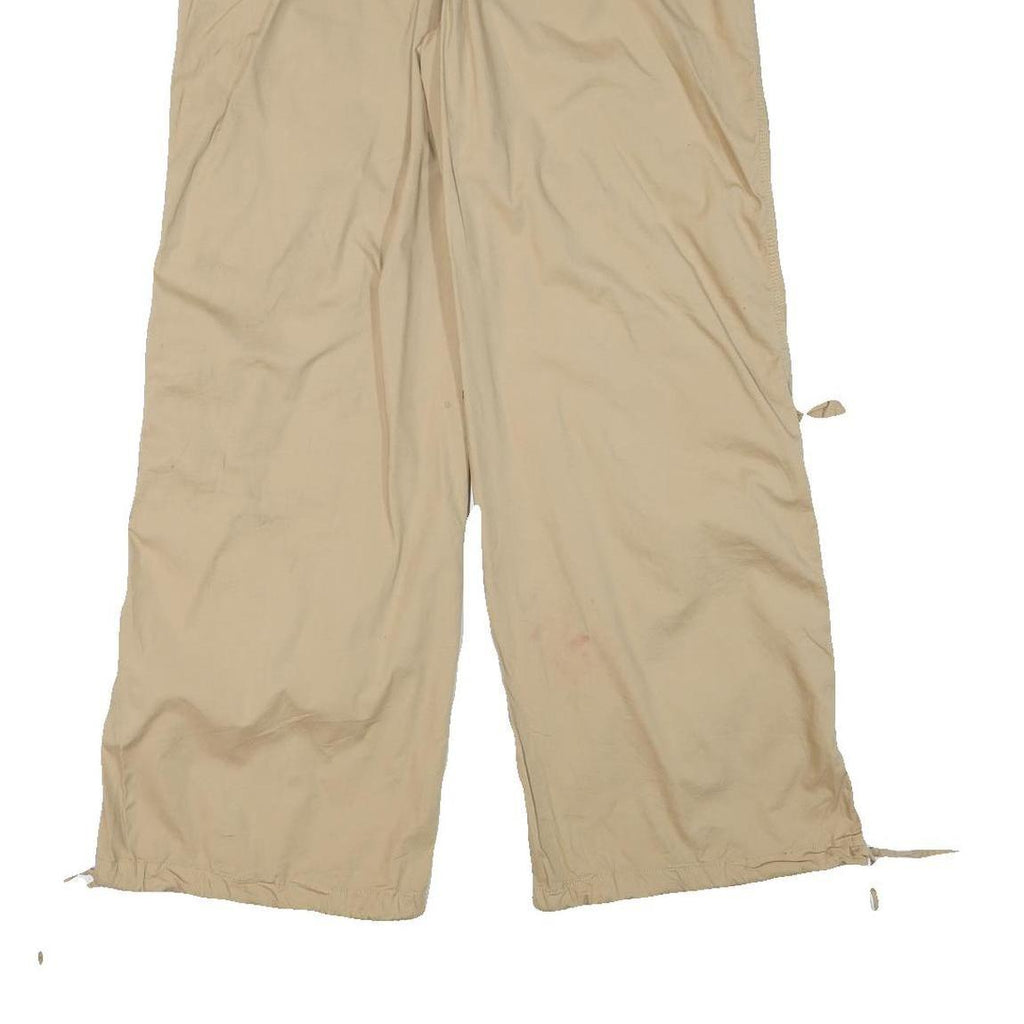 NO BOUNDARIES Mens Cotton Blend Beige Relaxed Cargo Trousers W32 L30 Utility Zip