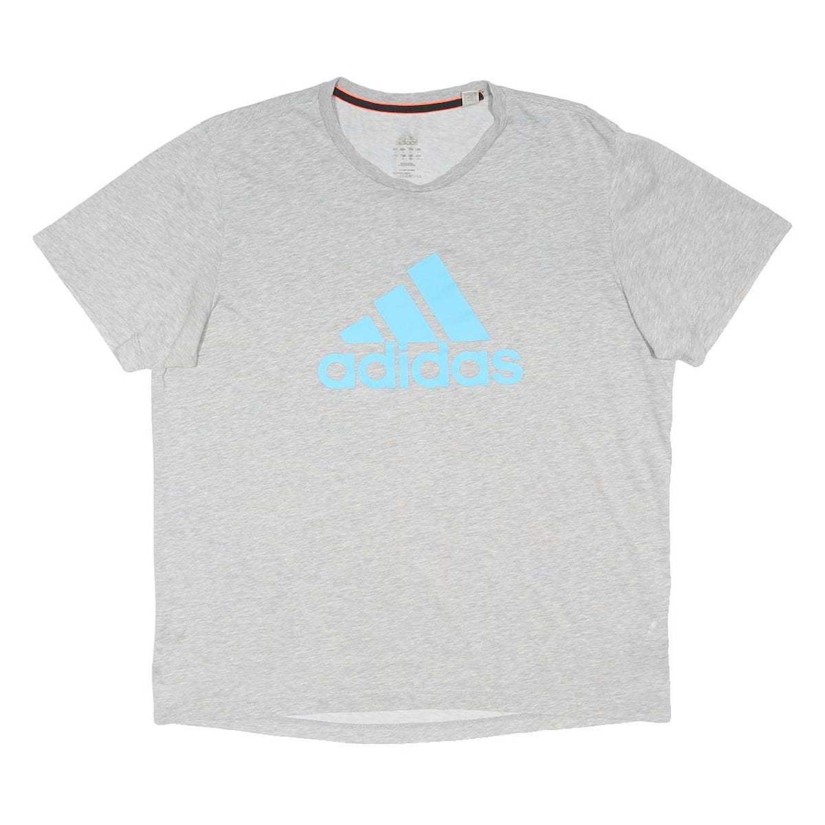 ADIDAS Womens Grey & Blue Logo Graphic T-Shirt L Crew Neck Short Sleeve
