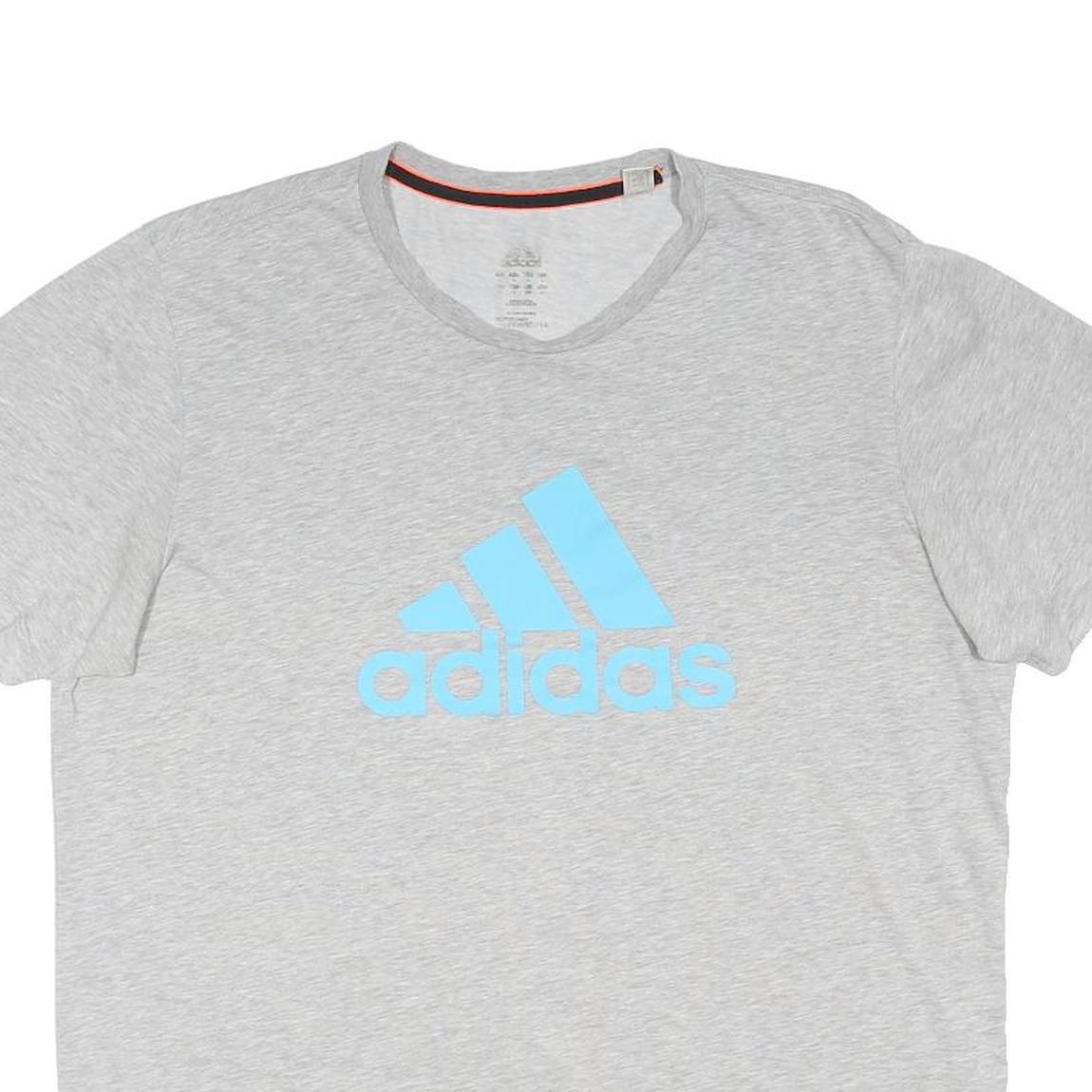 ADIDAS Womens Grey & Blue Logo Graphic T-Shirt L Crew Neck Short Sleeve