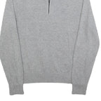 CALVIN KLEIN Mens Grey Pullover Plain 1/4 Zip Jumper Cotton Blend M Slim Fit