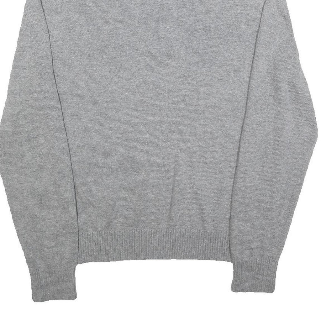 CALVIN KLEIN Mens Grey Pullover Plain 1/4 Zip Jumper Cotton Blend M Slim Fit