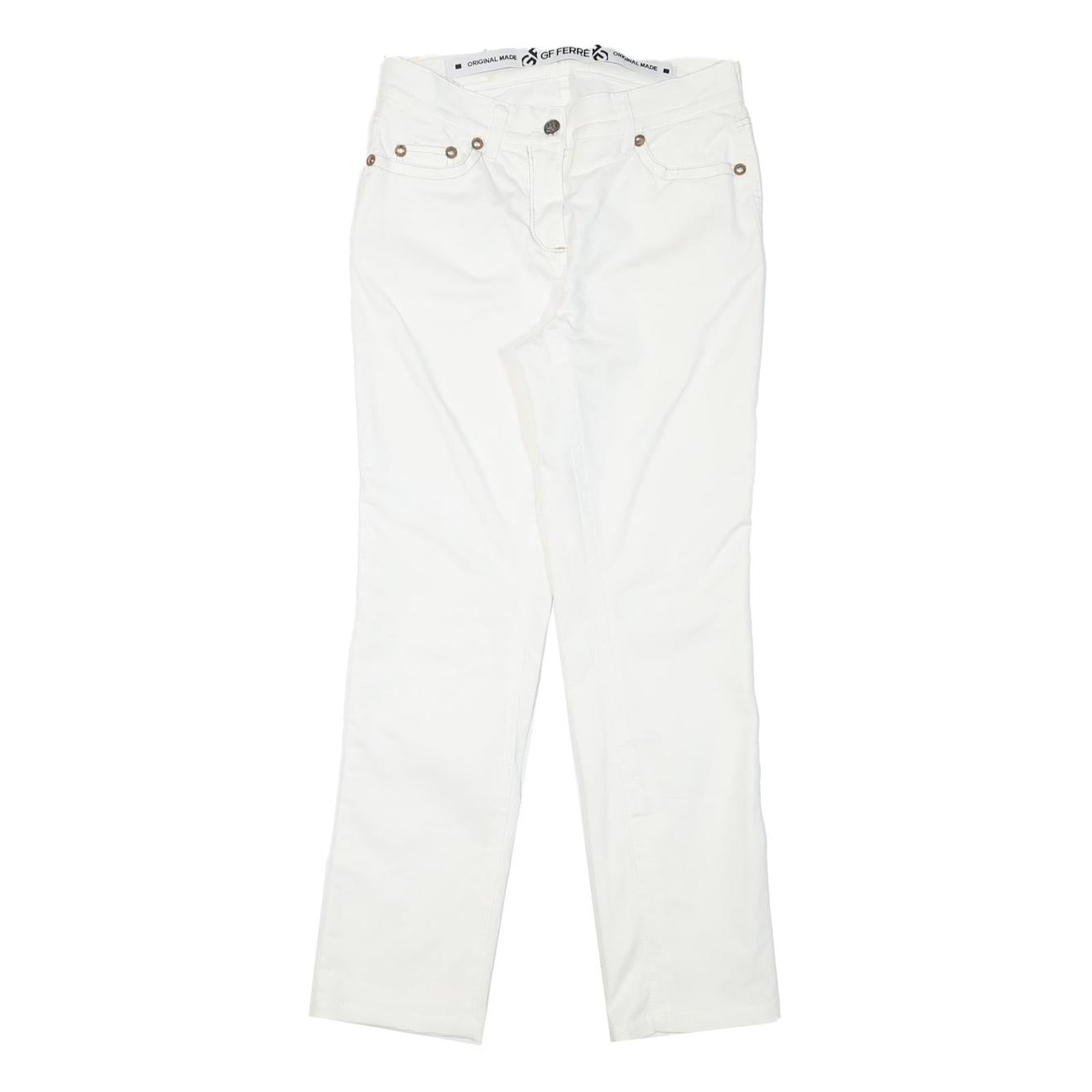 GF FERRE Womens Slim White Jeans Cotton Blend Zip W27 L27 Stylish Classic