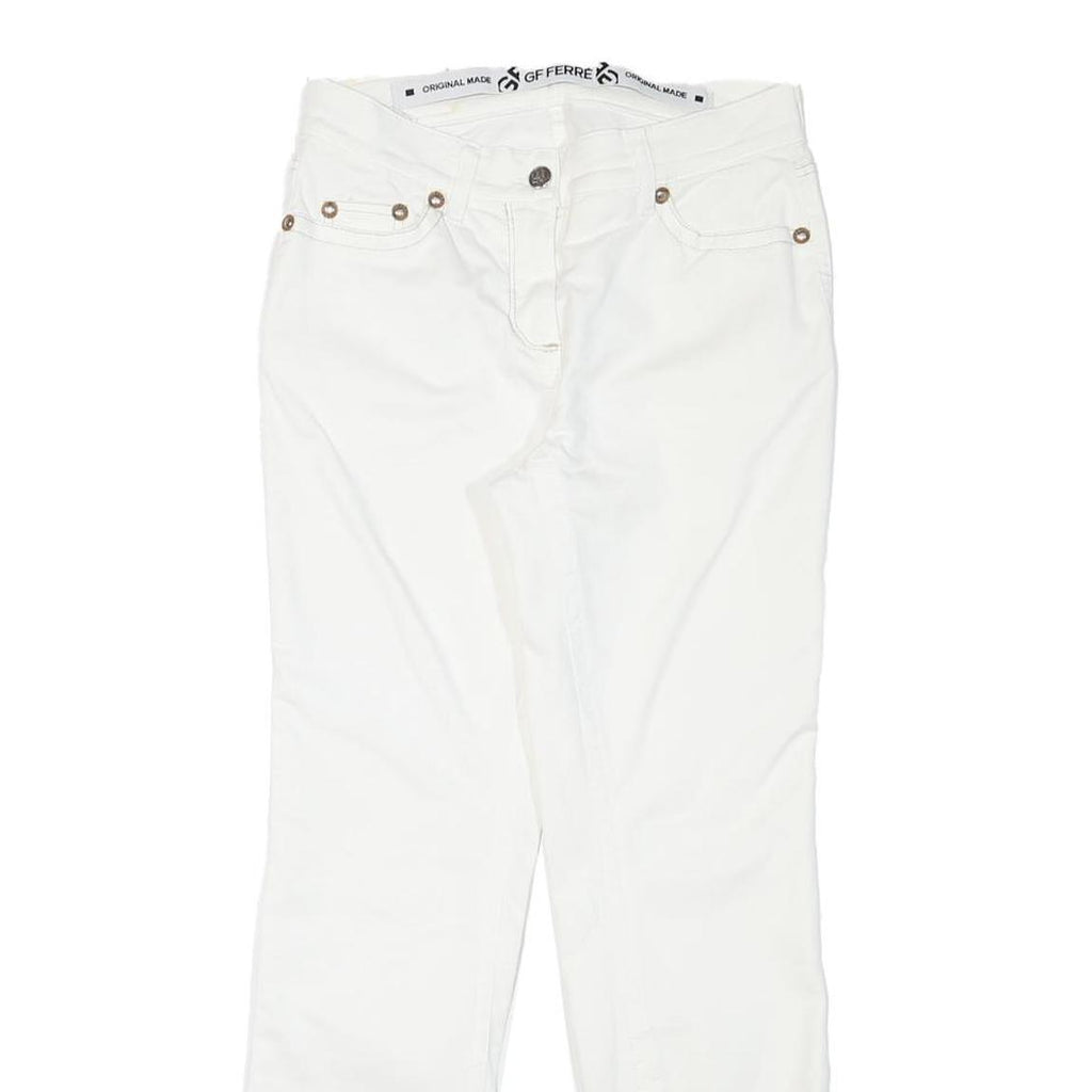 GF FERRE Womens Slim White Jeans Cotton Blend Zip W27 L27 Stylish Classic