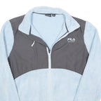 FILA Womens Light Blue & Grey Sport Zip Jacket L Polyester Blend Fleece Casual