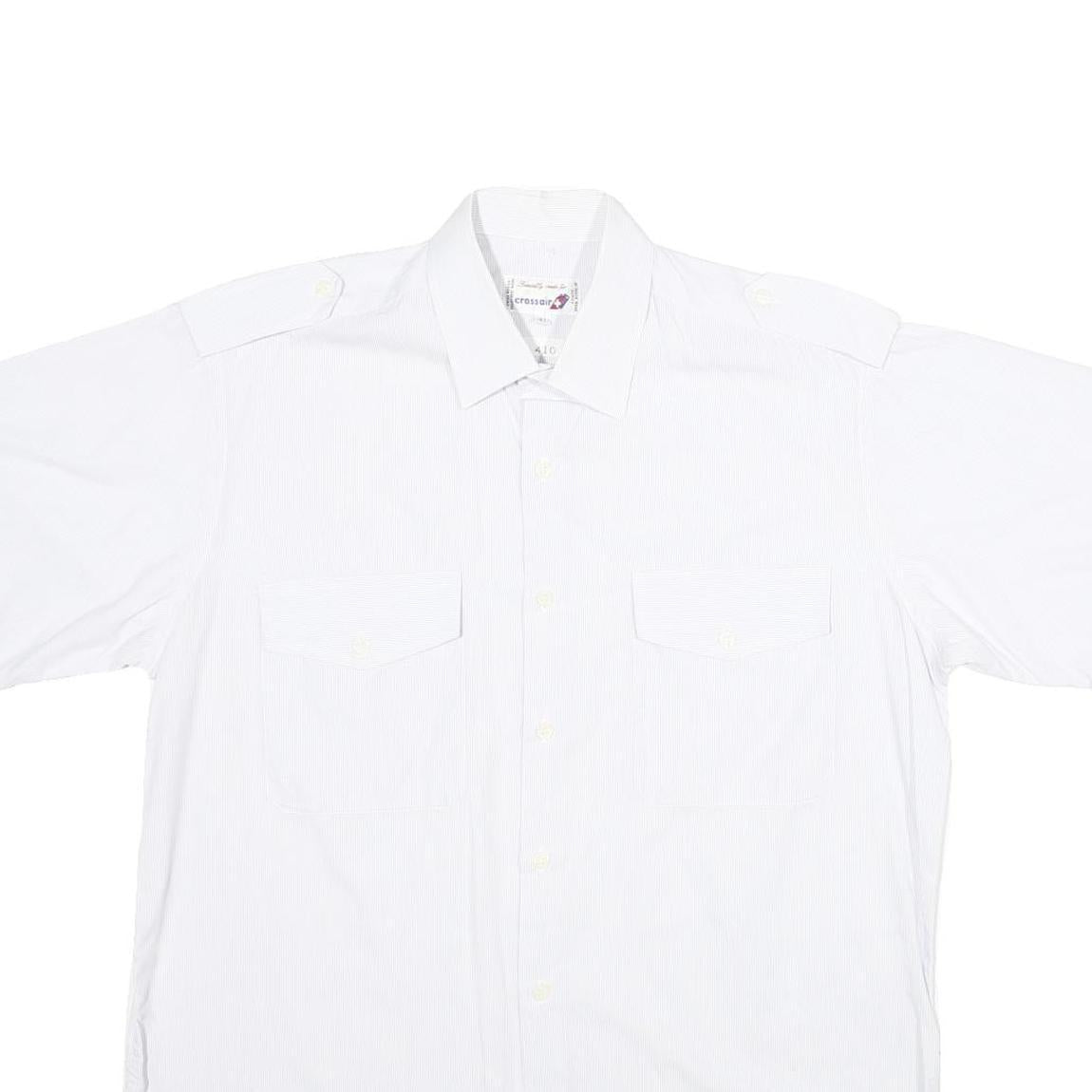 CROSSAIR Mens White Shirt L Cotton Blend Button Front Short Sleeve Casual
