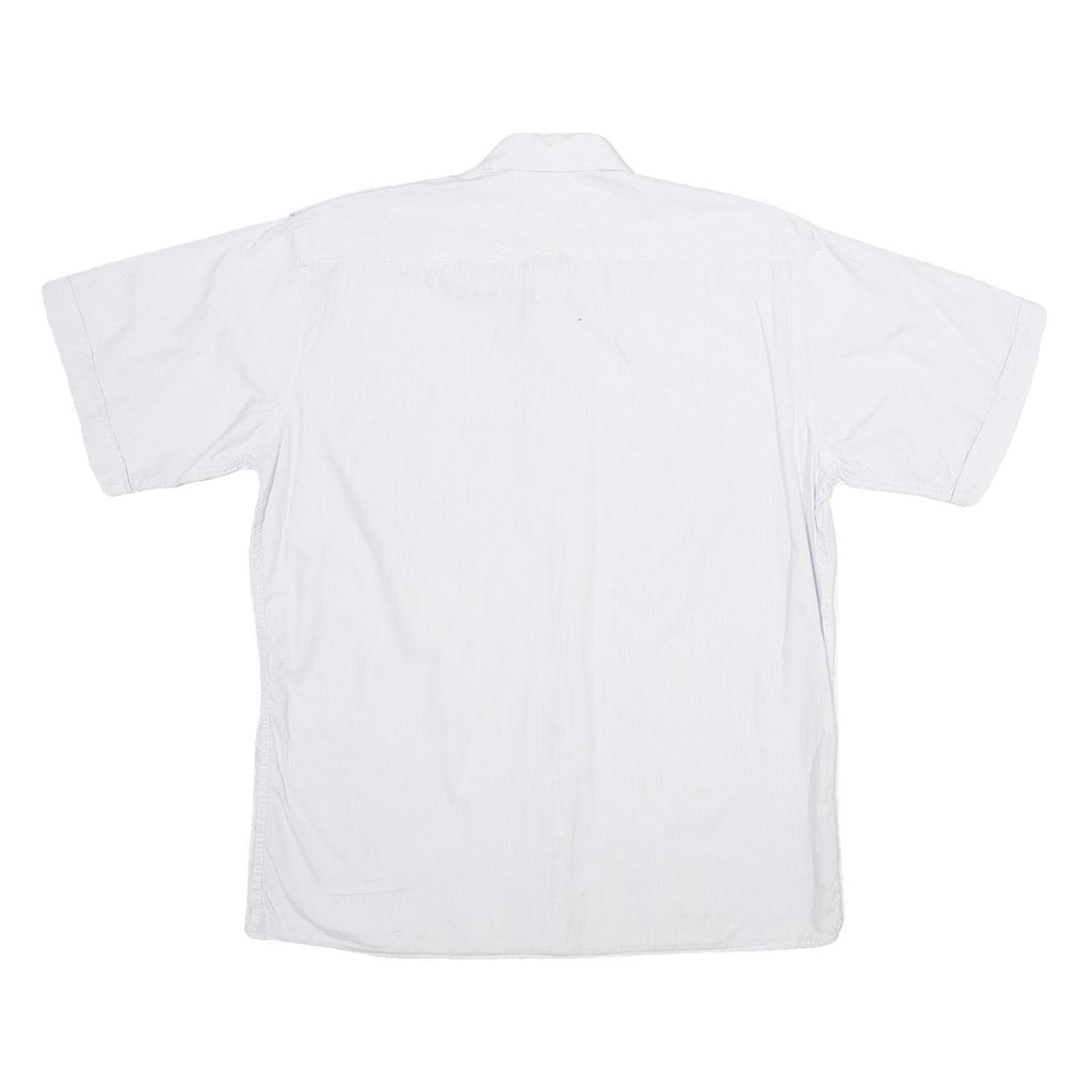 CROSSAIR Mens White Shirt L Cotton Blend Button Front Short Sleeve Casual