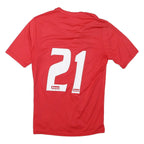 Womens Red T-Shirt M Short Sleeve Round Neck Sports Jersey Number 21