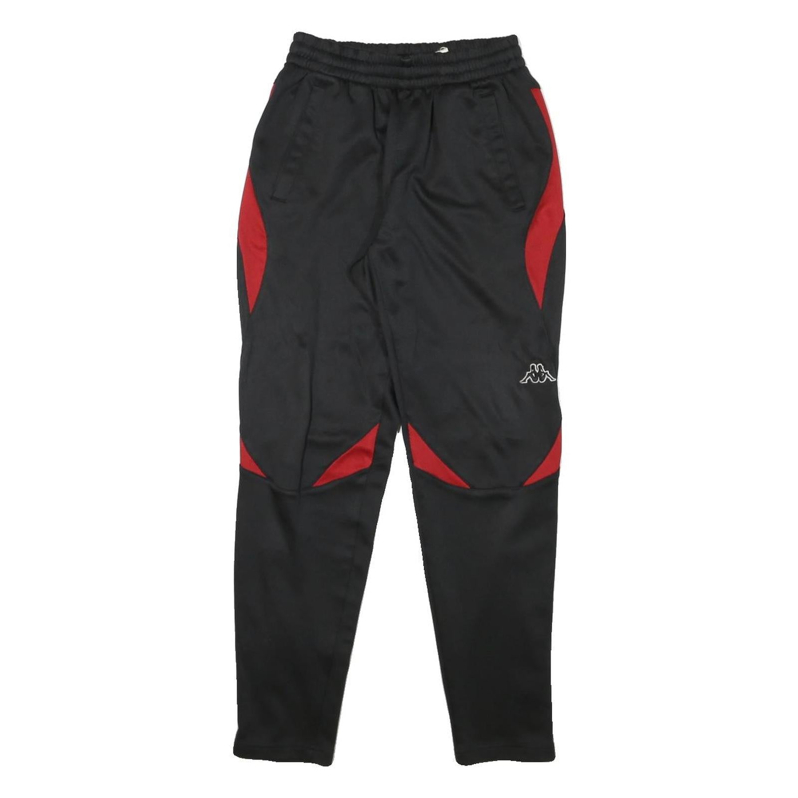 KAPPA Mens Joggers Black & Red Slim Tapered S W22 L28 Athletic Sportswear